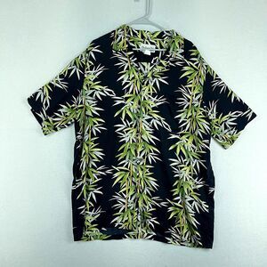 Bishop St. Apparel Mens Hawaiian Shirt Black Size L Rayon Aloha